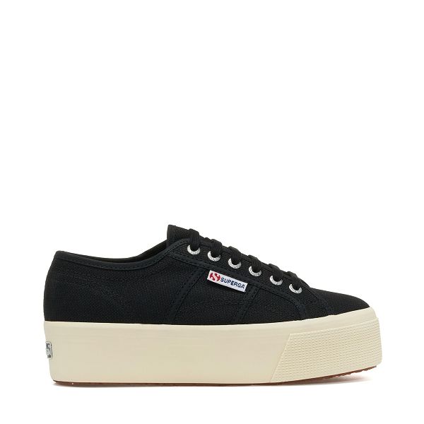 Superga 2790 Platform Black Platform Sneakers - Women's USA | US6932704